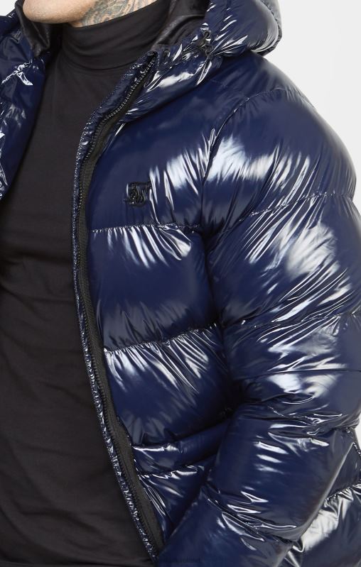 SikSilk Men Navy Gloss Puffer Jacket XTFJ501 Apparel