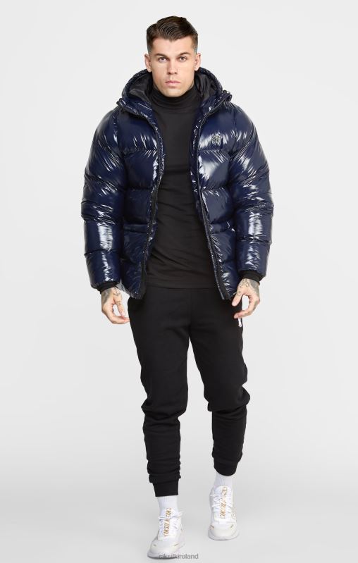 SikSilk Men Navy Gloss Puffer Jacket XTFJ501 Apparel