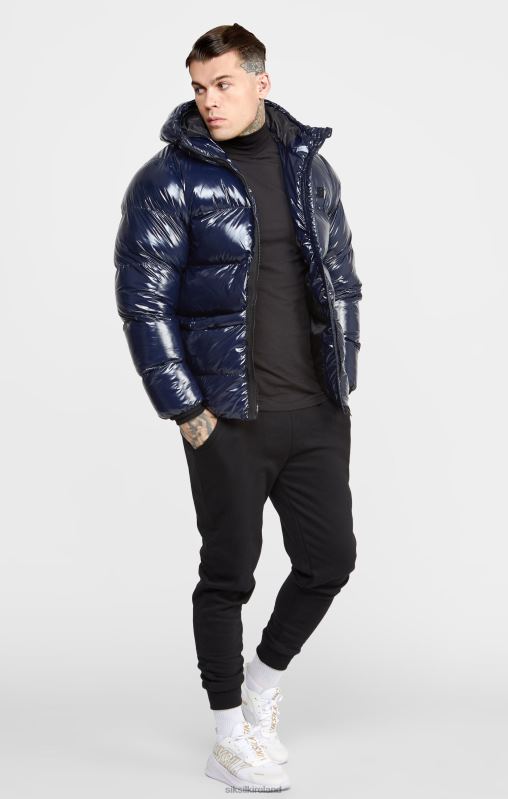 SikSilk Men Navy Gloss Puffer Jacket XTFJ501 Apparel