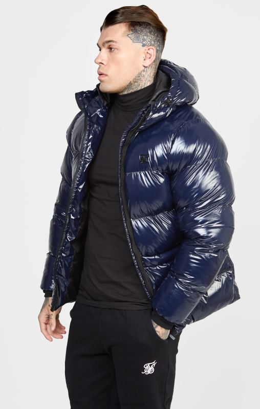 SikSilk Men Navy Gloss Puffer Jacket XTFJ501 Apparel