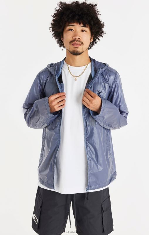 SikSilk Men Packaway Nylon Zip Through Jacket - Navy XTFJ499 Apparel