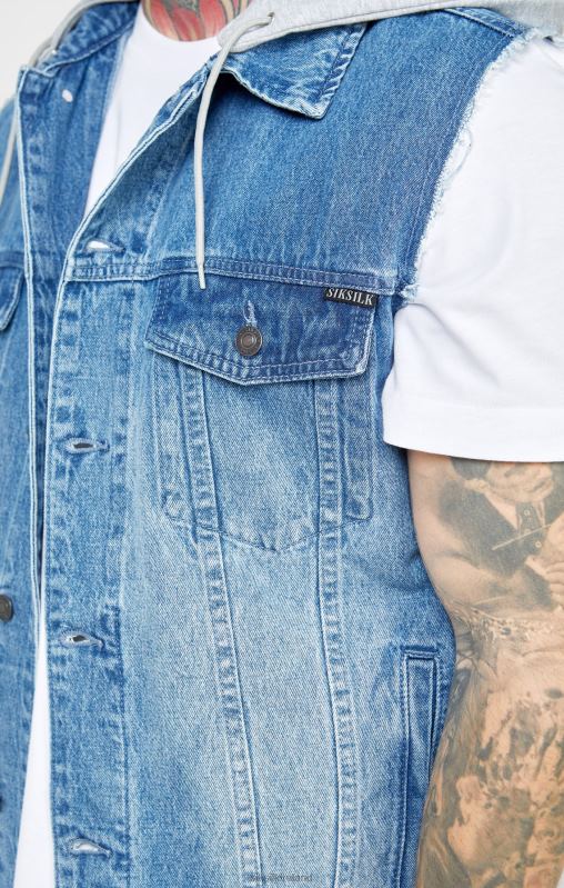 SikSilk Men Rinse & Denim Gilet XTFJ473 Apparel