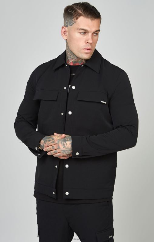 SikSilk Men Black Utility Overshirt XTFJ464 Apparel