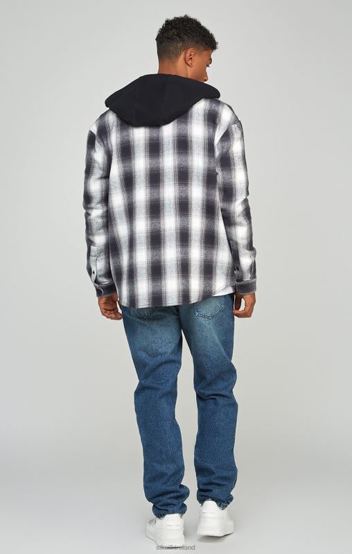 SikSilk Men Grey Plaid Hooded Shirt XTFJ461 Apparel