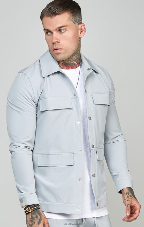 SikSilk Men Grey Utility Overshirt XTFJ462 Apparel