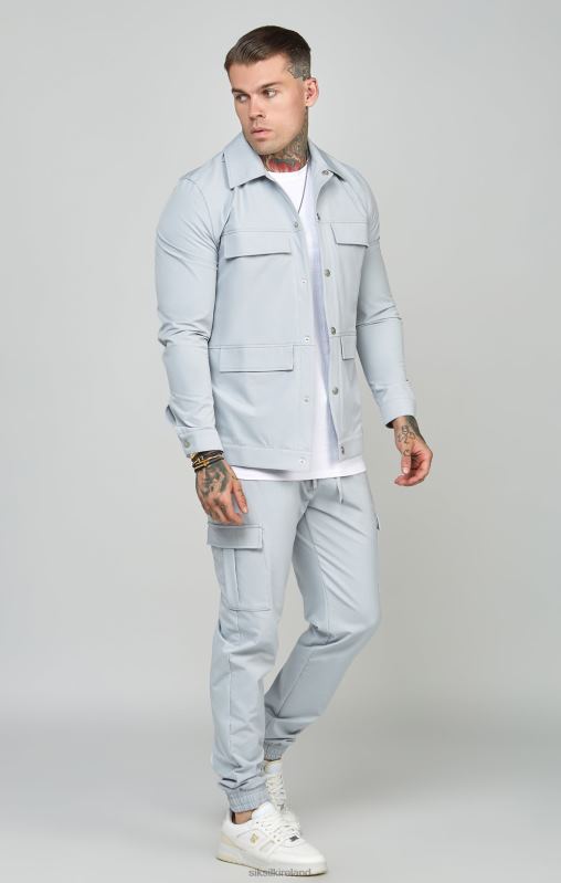 SikSilk Men Grey Utility Overshirt XTFJ462 Apparel