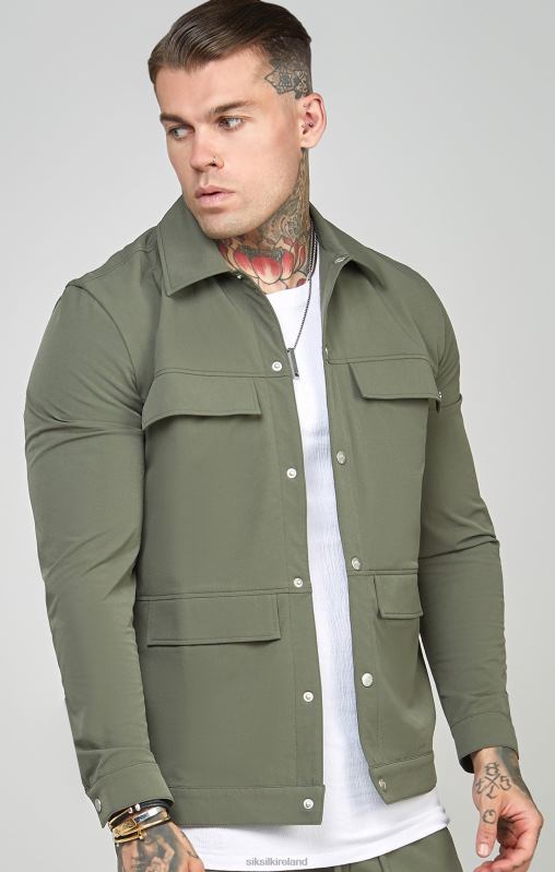 SikSilk Men Khaki Utility Overshirt XTFJ465 Apparel