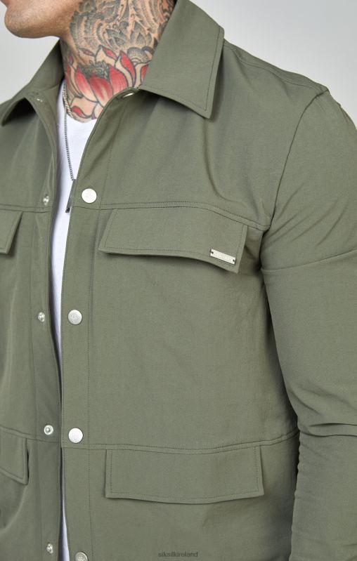 SikSilk Men Khaki Utility Overshirt XTFJ465 Apparel