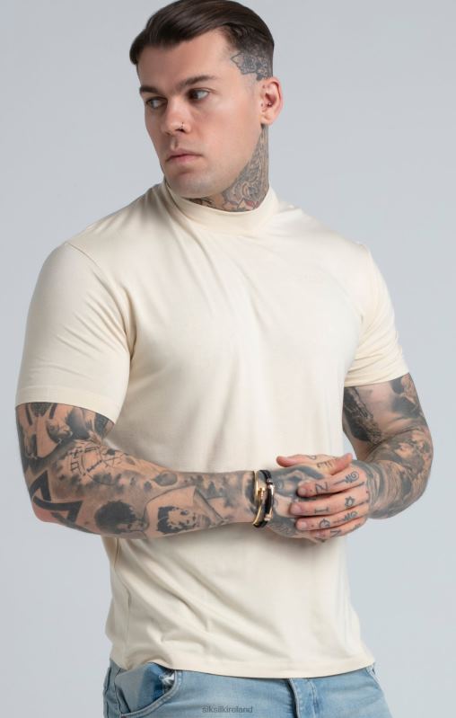 SikSilk Men Beige High Neck T-Shirt XTFJ378 Apparel