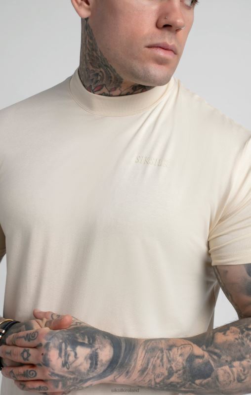 SikSilk Men Beige High Neck T-Shirt XTFJ378 Apparel