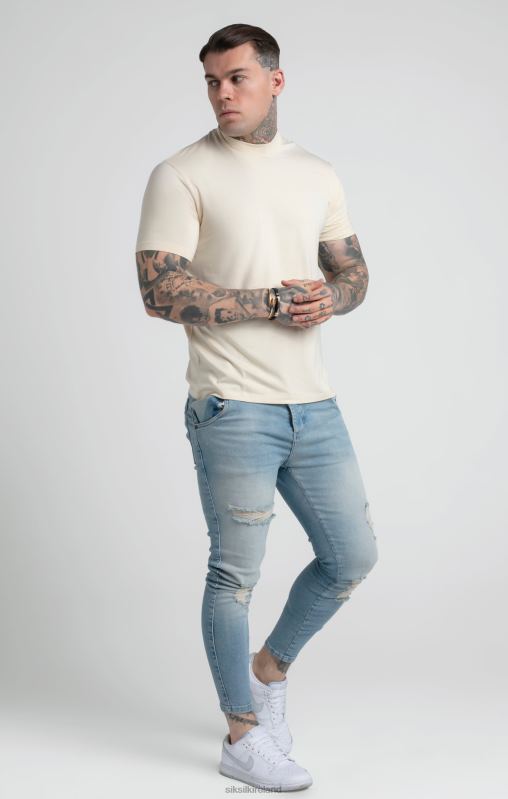 SikSilk Men Beige High Neck T-Shirt XTFJ378 Apparel