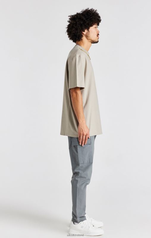 SikSilk Men Beige Oversized Chain T-Shirt XTFJ392 Apparel