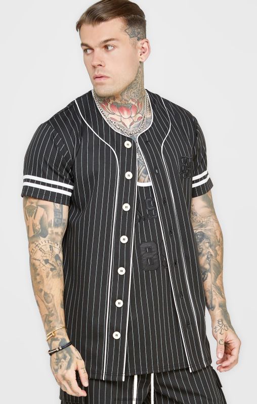 SikSilk Men Black Baseball Jersey XTFJ390 Apparel