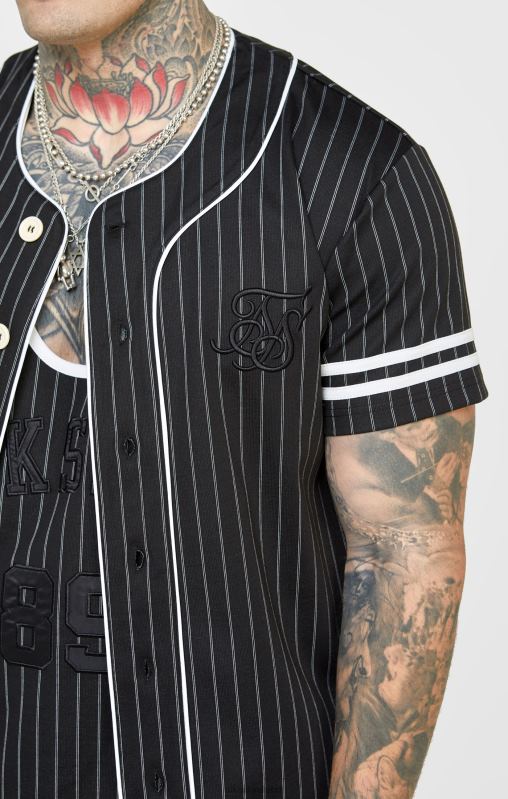 SikSilk Men Black Baseball Jersey XTFJ390 Apparel