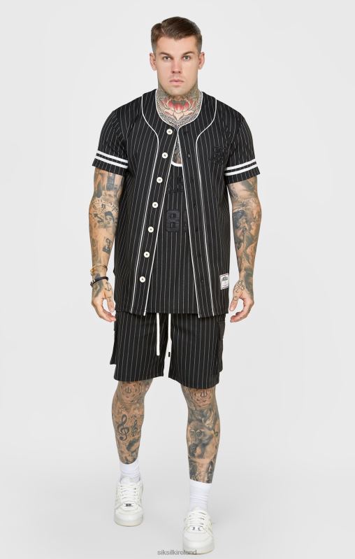 SikSilk Men Black Baseball Jersey XTFJ390 Apparel
