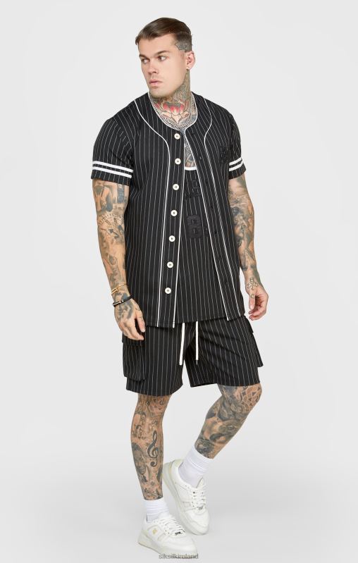 SikSilk Men Black Baseball Jersey XTFJ390 Apparel