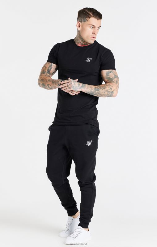 SikSilk Men Black Essential Short Sleeve Muscle Fit T-Shirt XTFJ363 Apparel