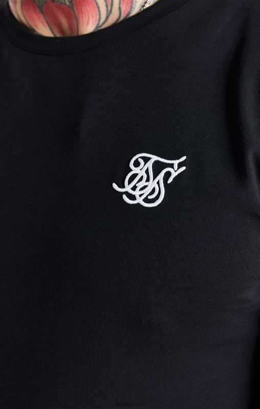 SikSilk Men Black Essential Short Sleeve Muscle Fit T-Shirt XTFJ363 Apparel