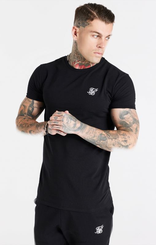 SikSilk Men Black Essential Short Sleeve Muscle Fit T-Shirt XTFJ363 Apparel