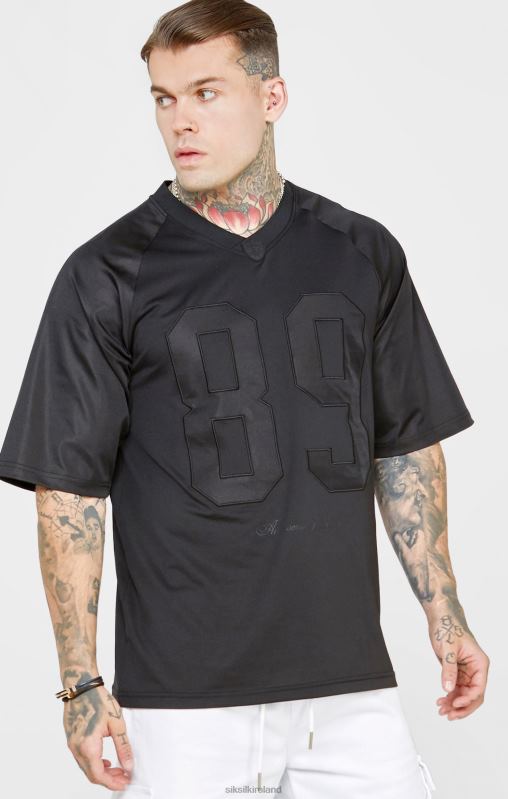 SikSilk Men Black Oversized Short Sleeve T-Shirt XTFJ402 Apparel