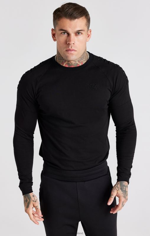 SikSilk Men Black Panel Muscle Fit T-Shirt XTFJ362 Apparel