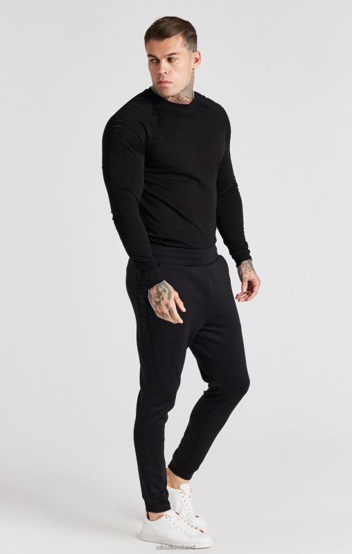 SikSilk Men Black Panel Muscle Fit T-Shirt XTFJ362 Apparel