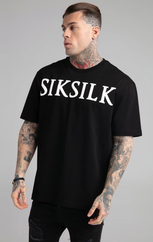 SikSilk Men Black Relaxed Fit T-Shirt XTFJ407 Apparel