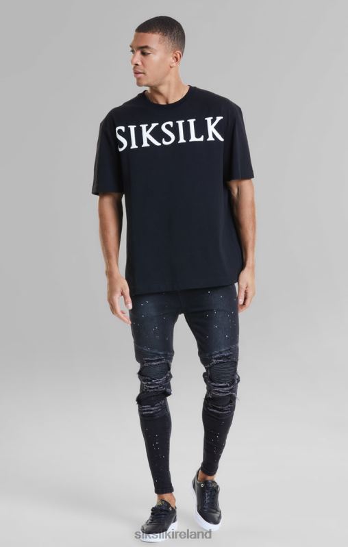 SikSilk Men Black Relaxed Fit T-Shirt XTFJ407 Apparel