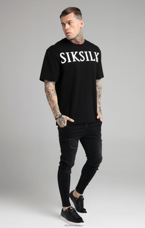 SikSilk Men Black Relaxed Fit T-Shirt XTFJ407 Apparel