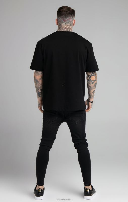 SikSilk Men Black Relaxed Fit T-Shirt XTFJ407 Apparel
