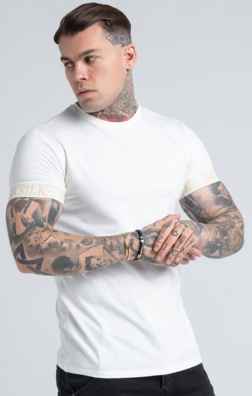 SikSilk Men Ecru Elastic Cuff T-Shirt XTFJ367 Apparel