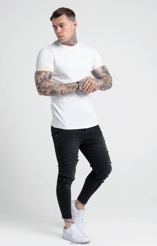 SikSilk Men Ecru Elastic Cuff T-Shirt XTFJ367 Apparel