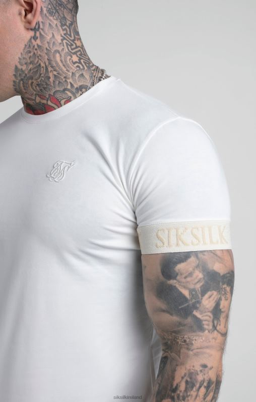 SikSilk Men Ecru Elastic Cuff T-Shirt XTFJ367 Apparel