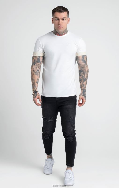 SikSilk Men Ecru Elastic Cuff T-Shirt XTFJ367 Apparel