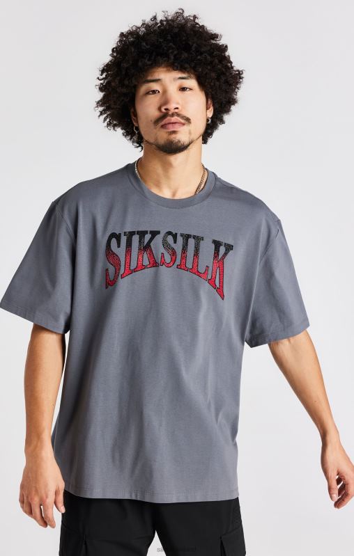SikSilk Men Grey Rhinestone Short Sleeve T-Shirt XTFJ400 Apparel
