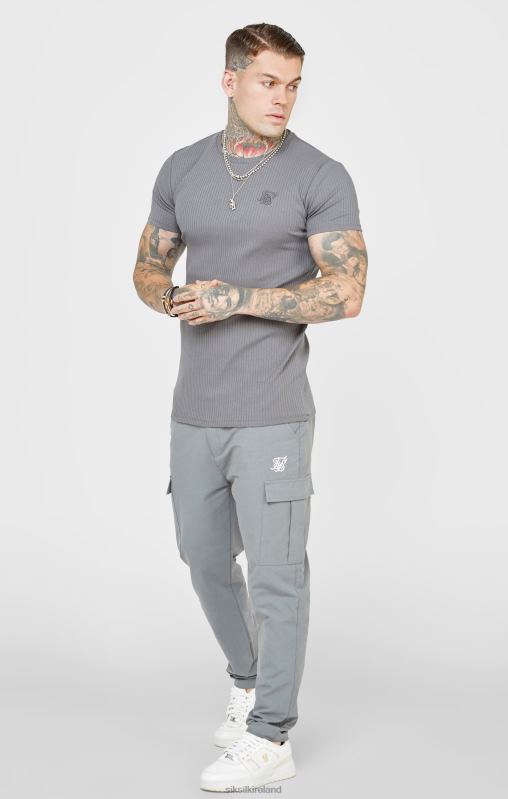 SikSilk Men Grey Rib Knit T-Shirt XTFJ374 Apparel
