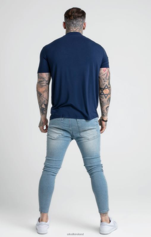 SikSilk Men Navy High Neck T-Shirt XTFJ379 Apparel