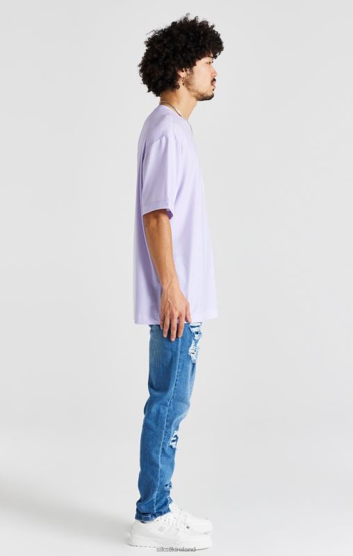 SikSilk Men Purple Print Oversized Short Sleeve T-Shirt XTFJ405 Apparel