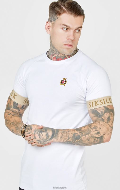SikSilk Men White Crest Elasticated Cuff T-Shirt XTFJ372 Apparel
