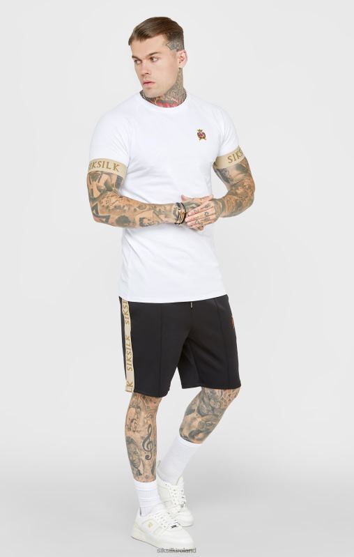 SikSilk Men White Crest Elasticated Cuff T-Shirt XTFJ372 Apparel