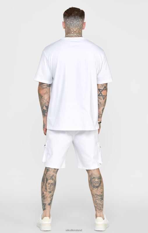 SikSilk Men White Oversized Crest T-Shirt XTFJ376 Apparel