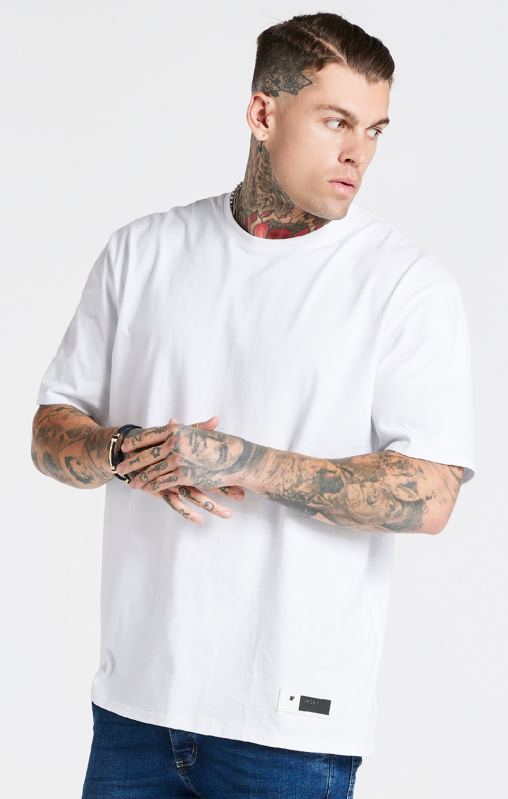SikSilk Men White Oversized T-Shirt XTFJ410 Apparel