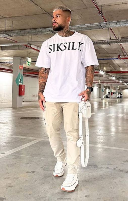 SikSilk Men White Relaxed Fit T-Shirt XTFJ406 Apparel