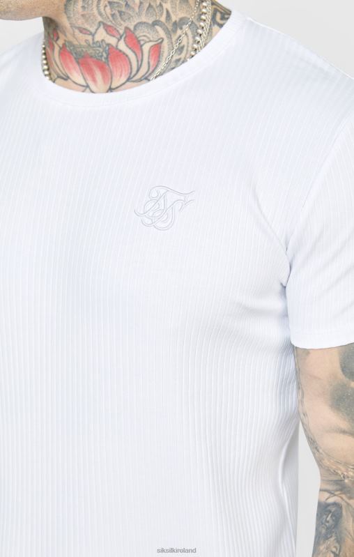 SikSilk Men White Rib Knit T-Shirt XTFJ381 Apparel