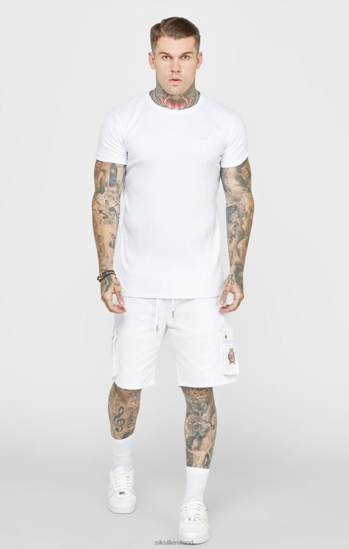 SikSilk Men White Rib Knit T-Shirt XTFJ381 Apparel