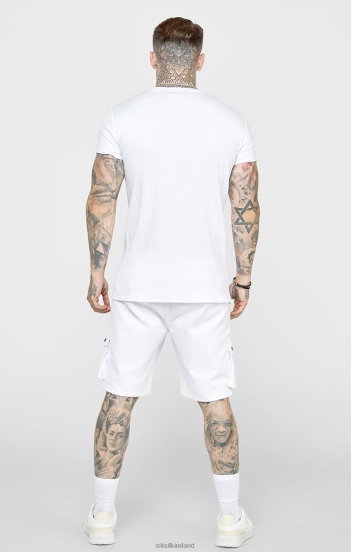 SikSilk Men White Rib Knit T-Shirt XTFJ381 Apparel