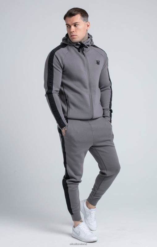 SikSilk Men Grey Taped Zip Thru Hoodie & Jogger Set XTFJ504 Apparel
