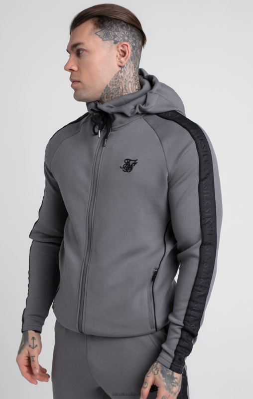 SikSilk Men Grey Taped Zip Thru Hoodie & Jogger Set XTFJ504 Apparel