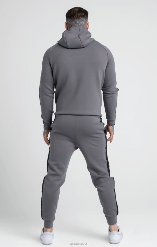 SikSilk Men Grey Taped Zip Thru Hoodie & Jogger Set XTFJ504 Apparel