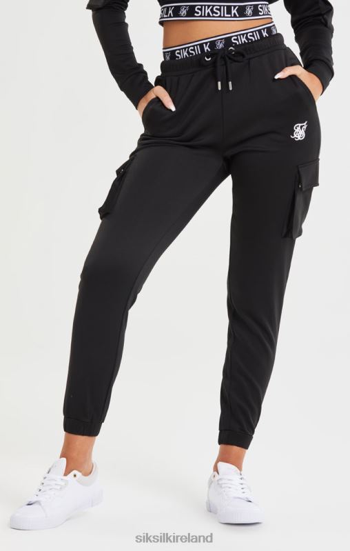 SikSilk Women Black Cargo Pocket Jogger XTFJ157 Apparel
